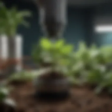 Modern Transplant Technology An innovative transplant tool with advanced technology, emphasizing the evolution of gardening equipment.
