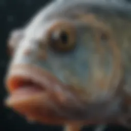 A close-up of fish exhibiting signs of parasitic infection
