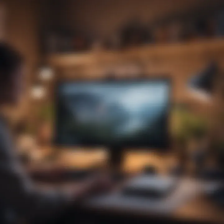 A scientist working on a laptop in a home office