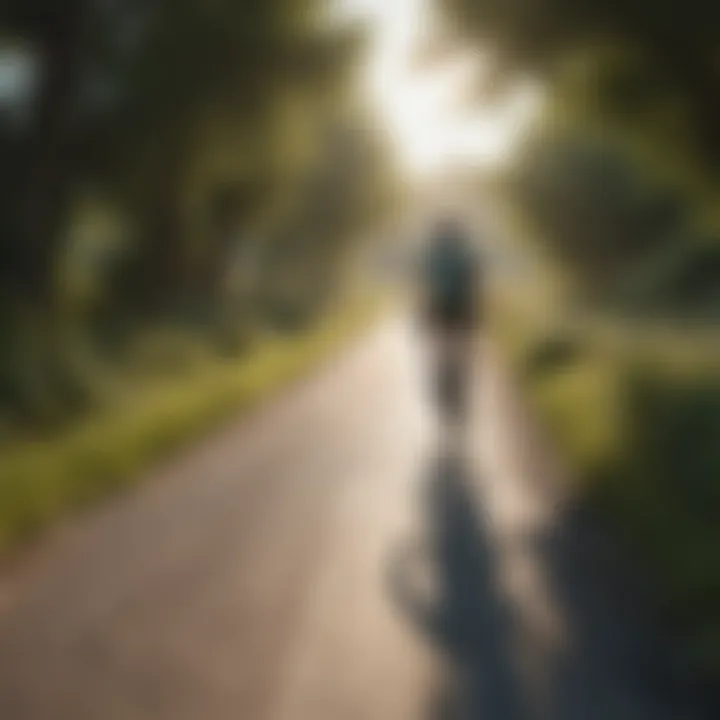 A picturesque scene of a cycling enthusiast enjoying a ride along a scenic path.