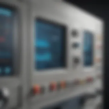 Close-up of the control panel of a dialysis machine highlighting its functionality.
