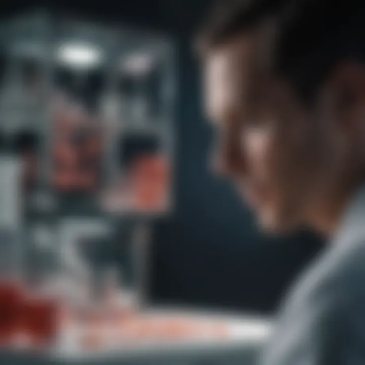 Researcher analyzing cell cultures