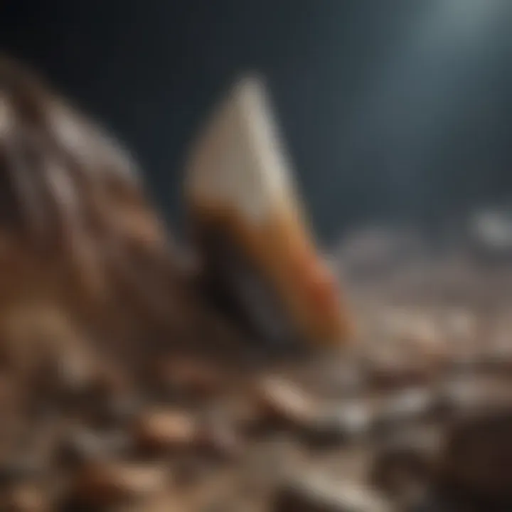 Dinosaur tooth alongside geological layers