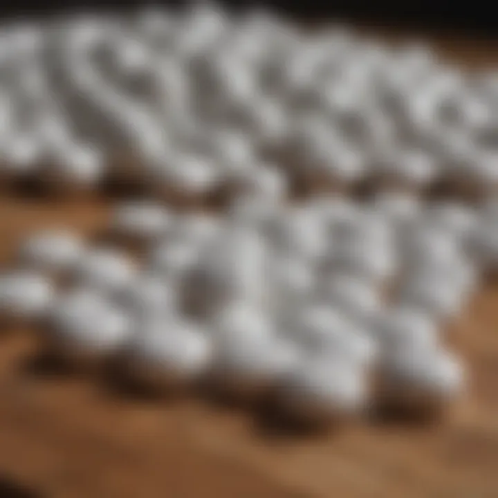 A close-up of aspirin tablets on a wooden table.