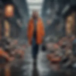 A collage depicting the environmental impact of fast fashion