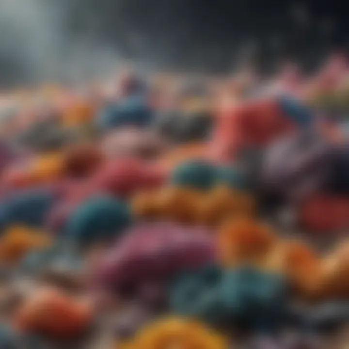 Visual representation of textile waste from fast fashion