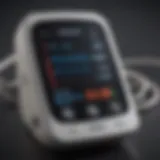 A digital blood pressure monitor showcasing its display features.