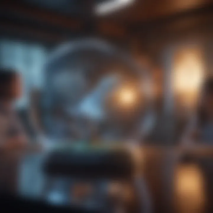 An educational setting with students engaging with holographic models