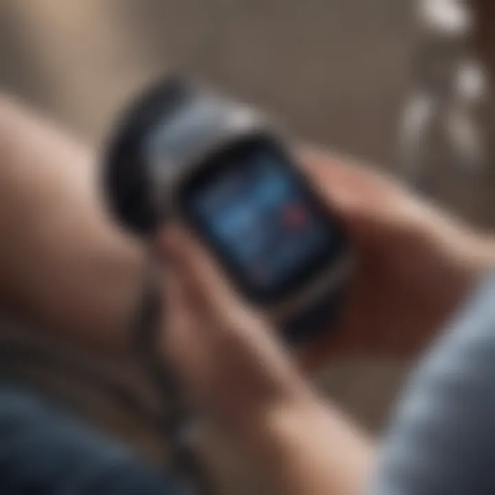 User interacting with a health management application
