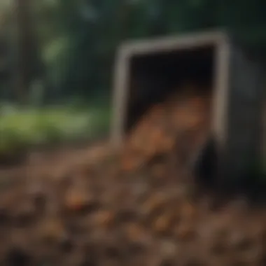 Compost bin filled with organic waste and rich soil