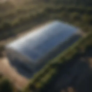 Modern Greenhouse with Solar Panels Aerial view of a modern greenhouse with solar panels