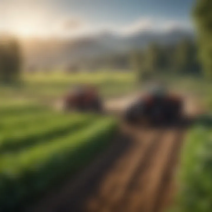 Sustainable farming techniques showcased in a vibrant landscape