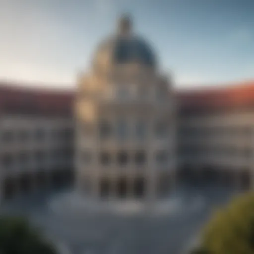 A panoramic view of a prominent university in Munich showcasing its architecture