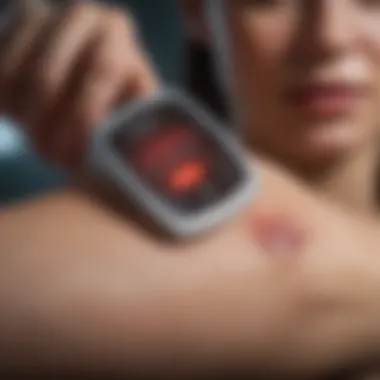 Blood Monitor Patch in Action Illustration of the patch in use on a patient's arm.