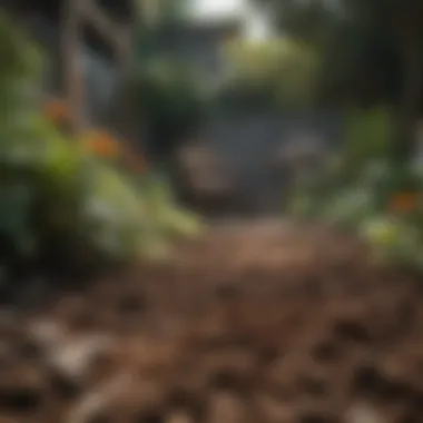Garden Enriched with Coffee Grounds A vibrant garden enriched with dried coffee grounds as fertilizer