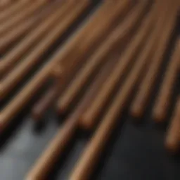 A close-up view of polyimide rods showcasing their smooth surface and unique texture