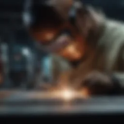 Close-up view of a ceramic welding technique demonstrating precision and control.
