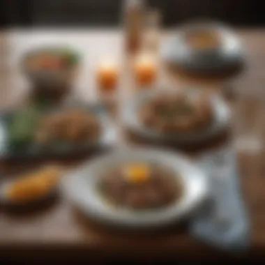 Nourishing Choices for Fasting A serene table setting with healthy fasting-friendly foods.