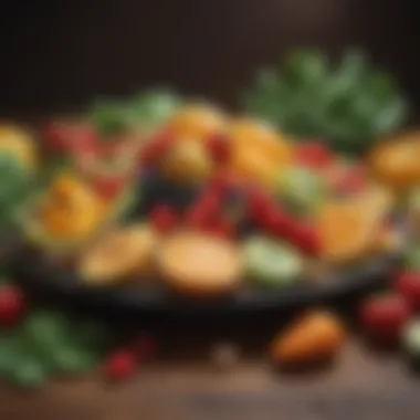 Nutrient-Rich Foods for Fasting A variety of colorful fruits and vegetables arranged beautifully.
