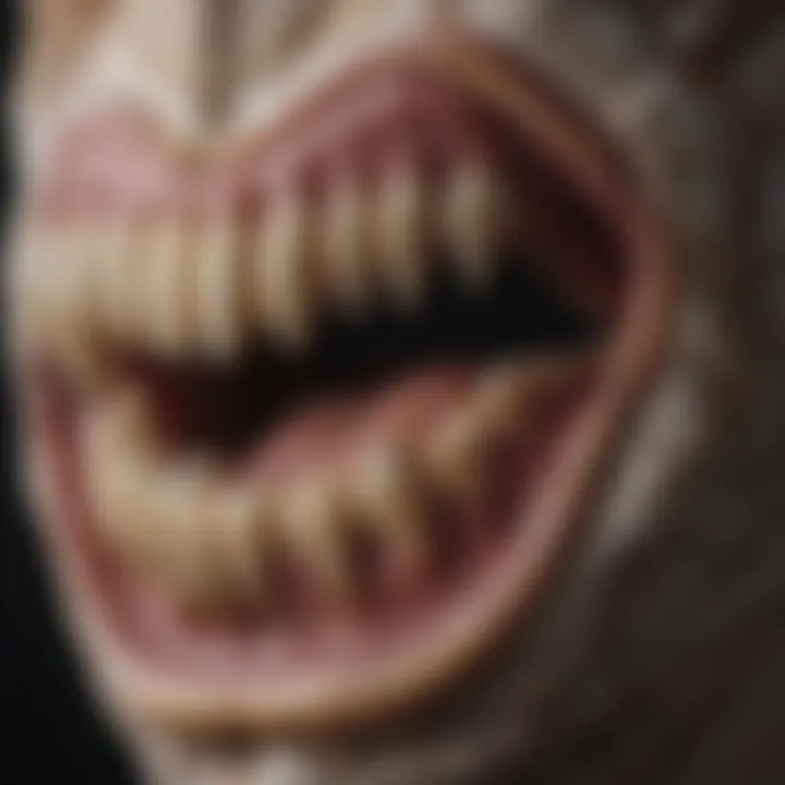 Close-up of unique tooth structure