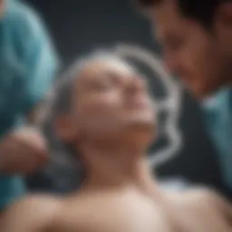A medical professional demonstrating intubation techniques on a manikin