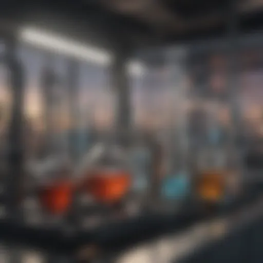 Atlanta skyline with laboratory equipment