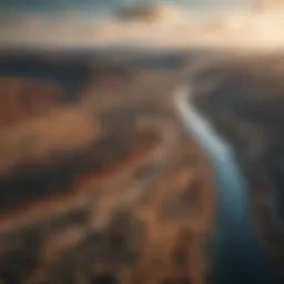 Aerial view of a diverse landscape affected by climate change