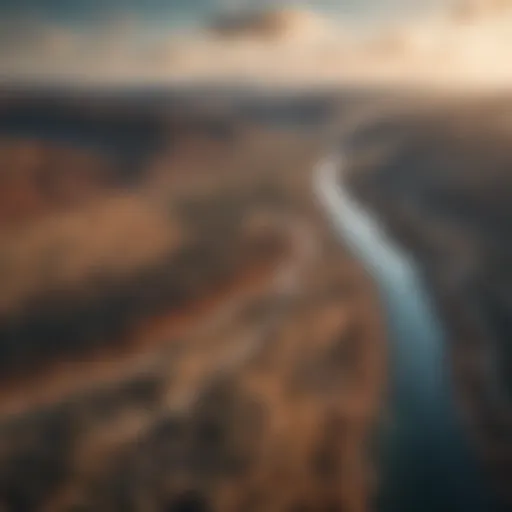Aerial view of a diverse landscape affected by climate change