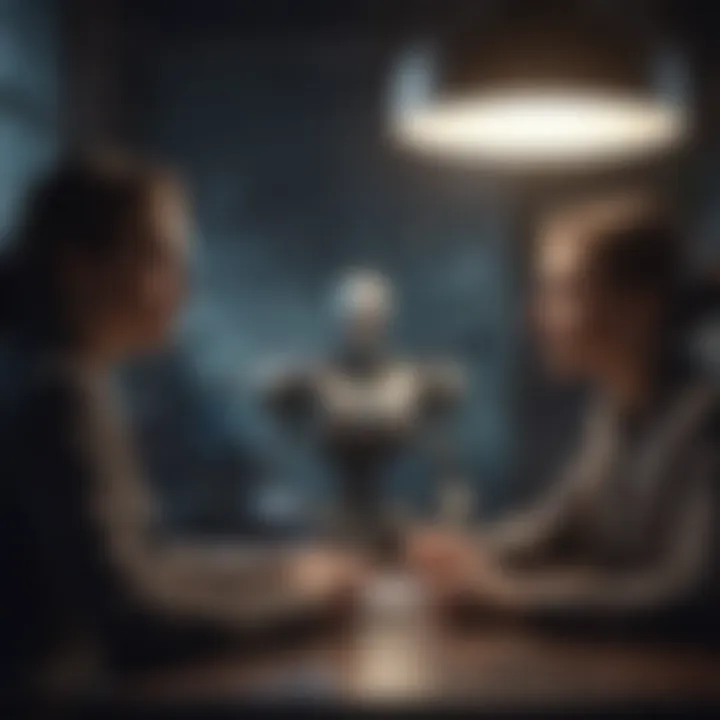 A diverse group of individuals engaged in a collaborative meeting on AI ethics