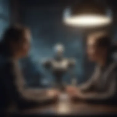 Collaborative Discussions on AI Ethical Frameworks A diverse group of individuals engaged in a collaborative meeting on AI ethics