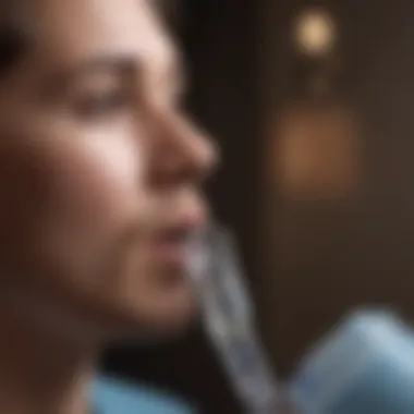 Patient using nebulizer with supportive accessories.