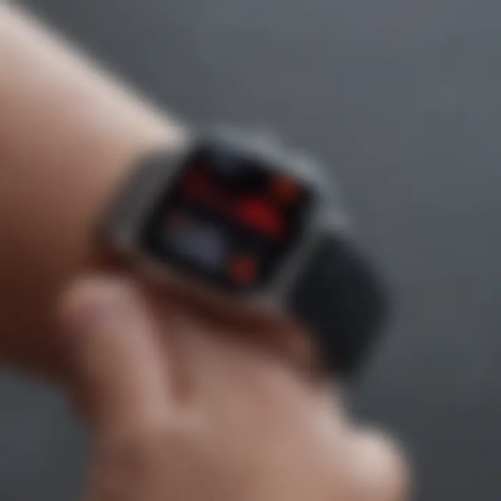 Close-up of the Apple Watch displaying heart rate data