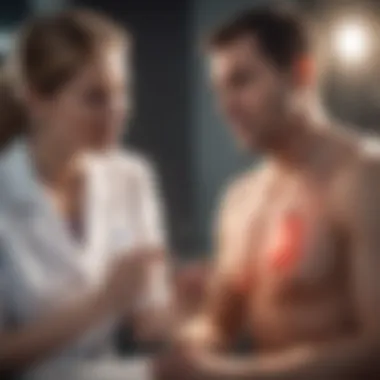 A thoughtful healthcare professional discussing lupus and cardiovascular health with a patient