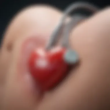 A close-up view of a heart with a heartbeat monitor displaying irregularities