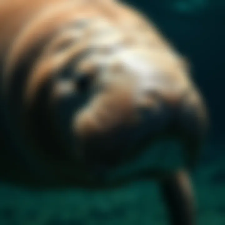 A close-up view of the manatee's skin texture and features.