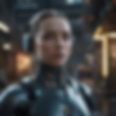 Future Interaction of AI with Environment Futuristic depiction of AI interacting with environmental elements