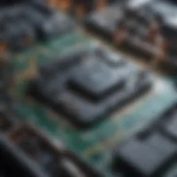 A close-up view of an electric circuit board showcasing intricate pathways and components.