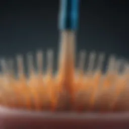 A close-up of an interdental brush showcasing its fine bristles.