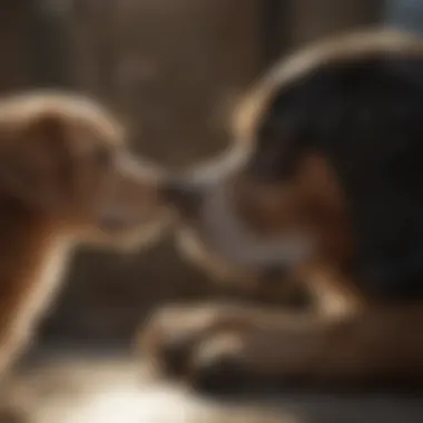 A peaceful interaction between a dog and a child, emphasizing the importance of safe environments.