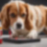 A close-up view of a dog receiving a blood test to analyze antibodies