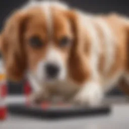 A close-up view of a dog receiving a blood test to analyze antibodies