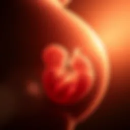 Early pregnancy sonogram showing developing fetus