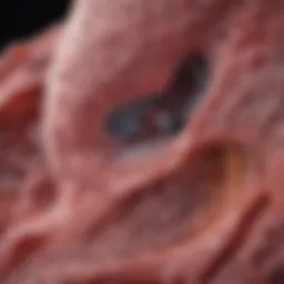 Illustration depicting lung tissue affected by interstitial lung disease