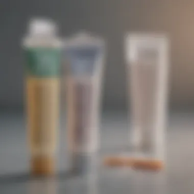 Active Ingredients in Ointments for Phimosis Close-up of ointment tubes with labels indicating active ingredients for phimosis treatment.