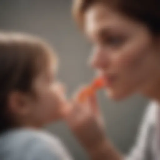 Pediatric healthcare professional examining a child