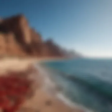Red Sea Coastline A stunning view of the Red Sea coastline showcasing its vibrant blue waters and unique geological formations