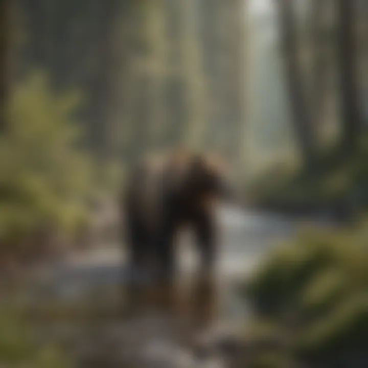 A serene landscape depicting the habitat of the brown bear, symbolizing conservation efforts.