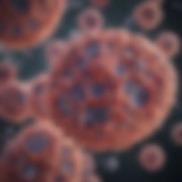 Pathological slide showcasing lung cancer cells