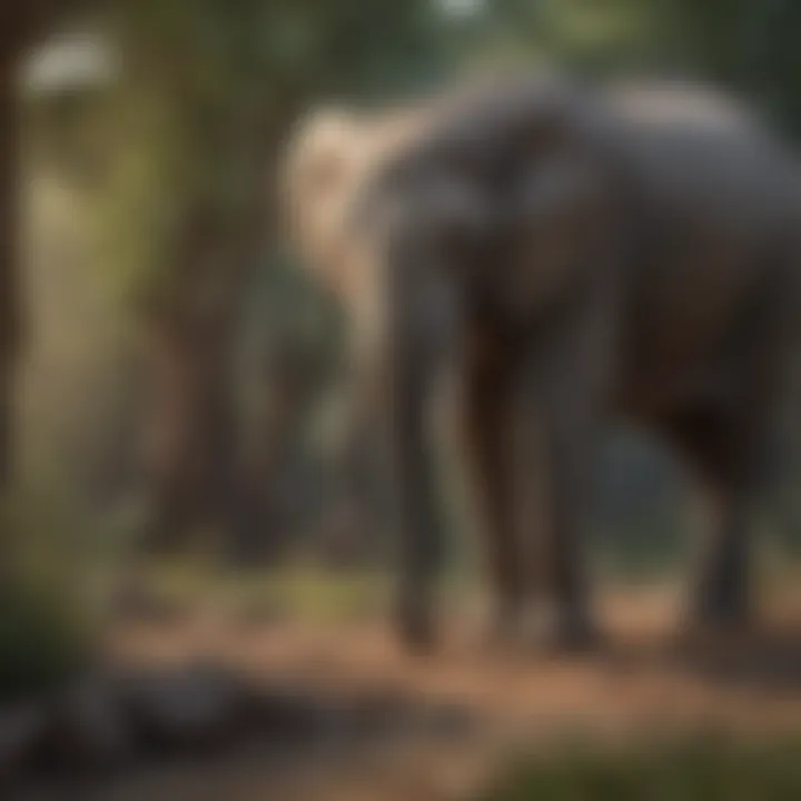 An elephant interacting with its environment, showcasing its role in maintaining the ecosystem
